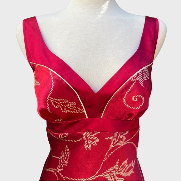 Vintage Jones New York Bias-Cut Satin Slip Dress L | Y2K Crimson Red - Picture 4 of 9